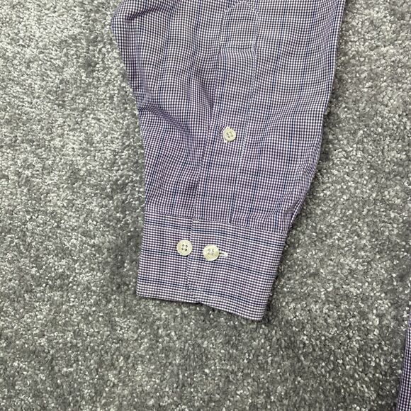 Brooks Brothers Dress Shirt Mens Medium Non Iron Cotton Button Down Plaid Purple - Picture 4 of 14